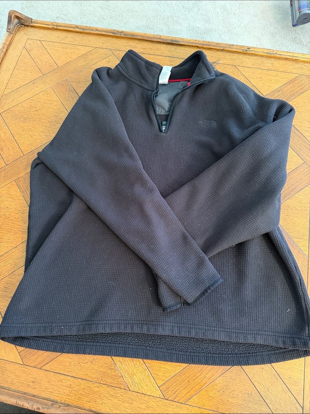 Mens Northface Black Quarter-Zip Waffle Knit Pullover Size XXL